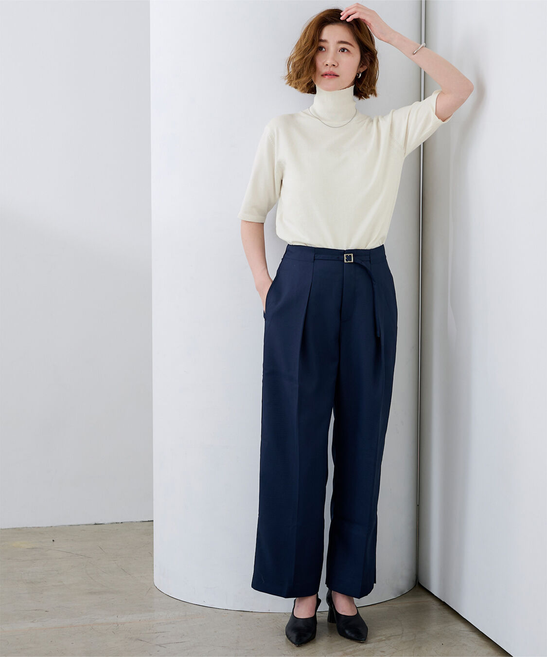 ur's「ハイネックハーフスリーブフィットニット」|ニット・セーター|