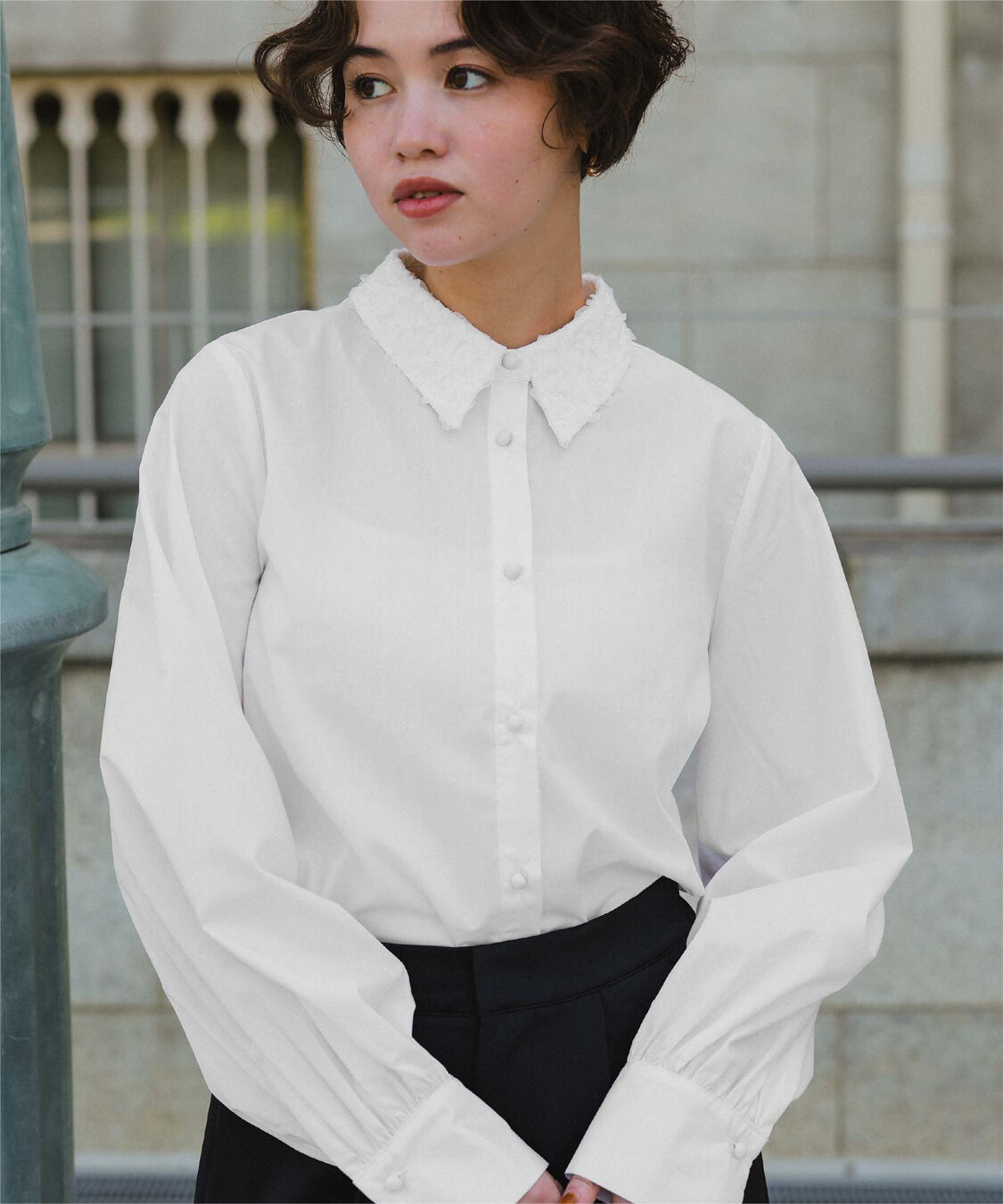 titivate「レース襟付デザインシャツ」|シャツ・ブラウス|オフホワイト