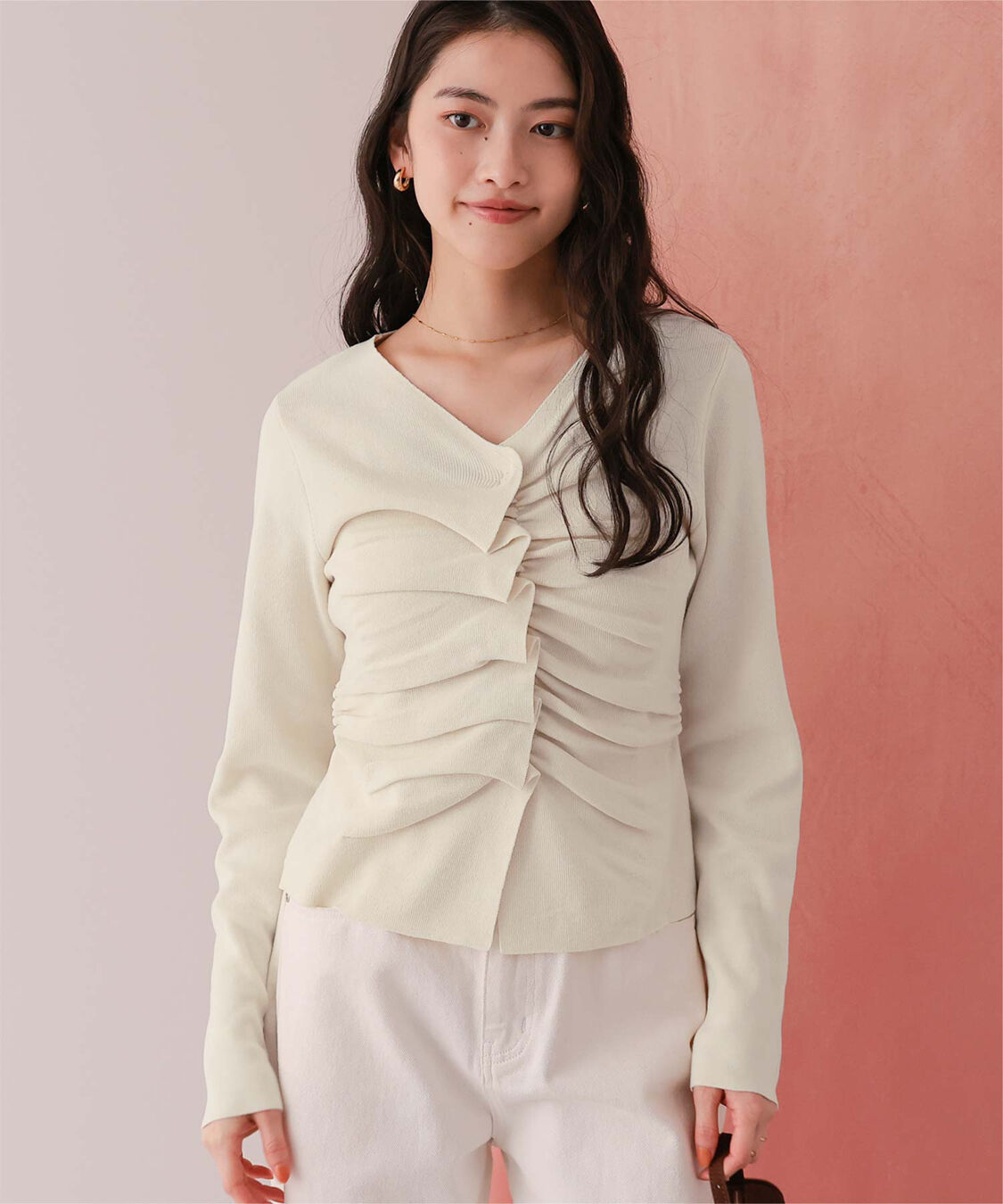 titivate「フロントギャザーニットトップス」|ニット・セーター|