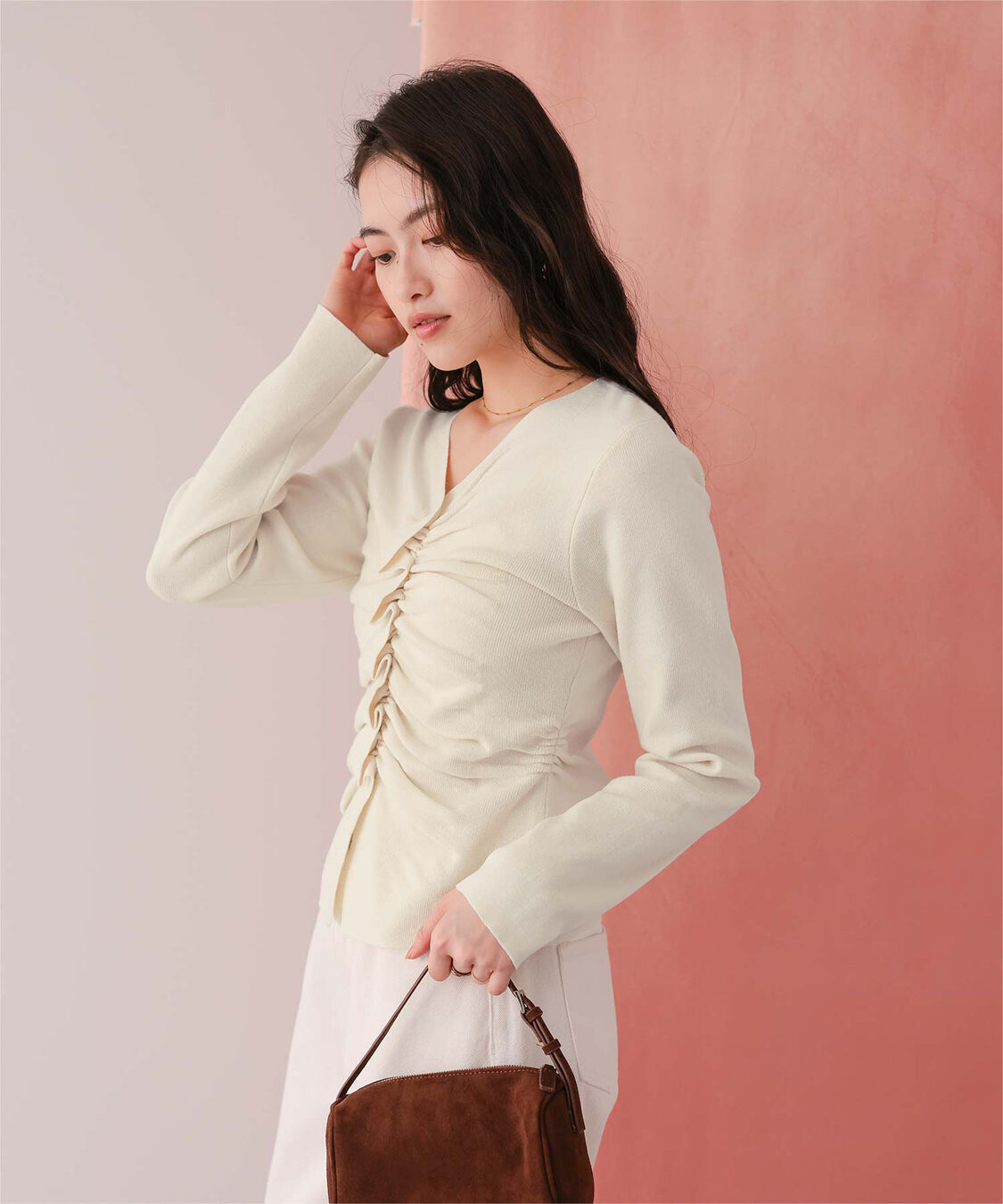 titivate「フロントギャザーニットトップス」|ニット・セーター|