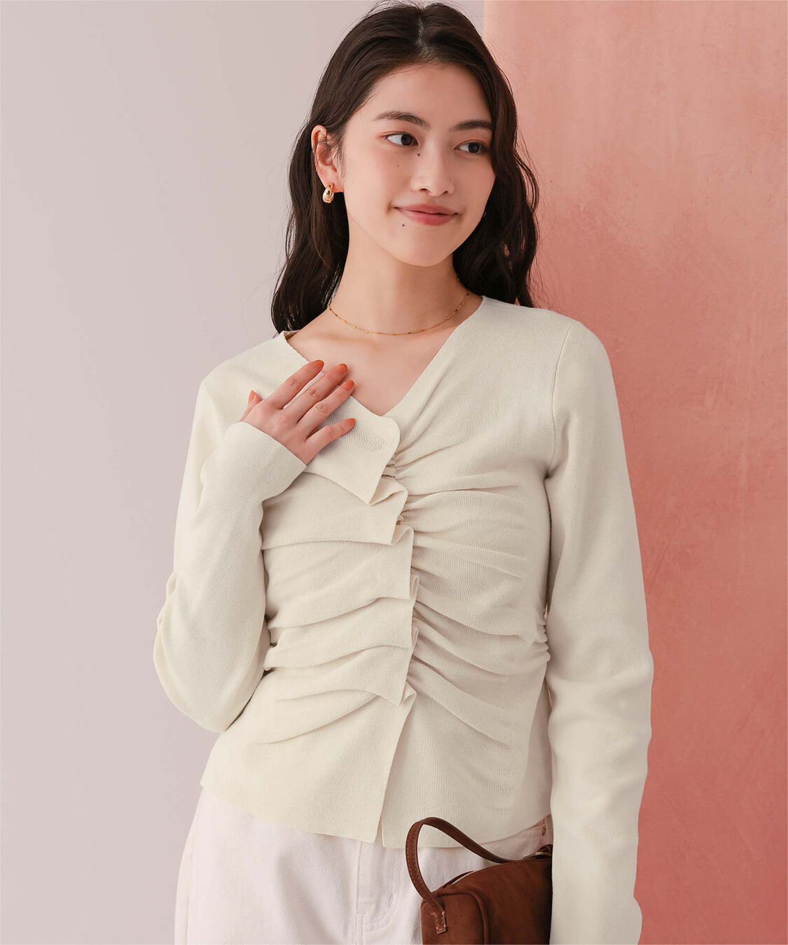 titivate「フロントギャザーニットトップス」|ニット・セーター|