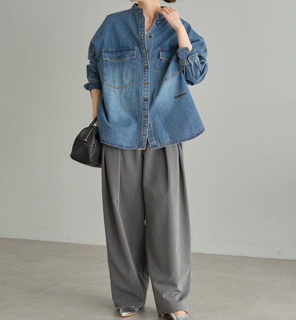  「【累計1万枚突破！名品】ヴィンテージライクデニムバンドカラーシャツ」|シャツ・ブラウス|