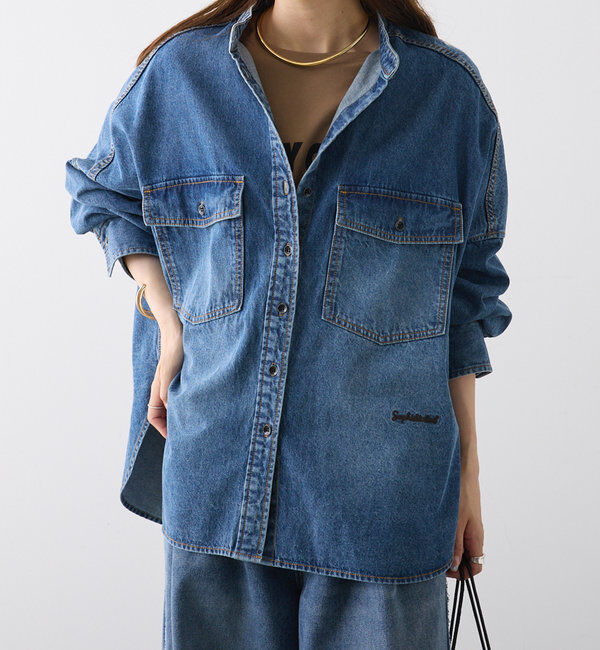  「【累計1万枚突破！名品】ヴィンテージライクデニムバンドカラーシャツ」|シャツ・ブラウス|
