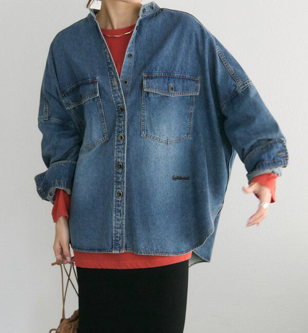  「【累計1万枚突破！名品】ヴィンテージライクデニムバンドカラーシャツ」|シャツ・ブラウス|