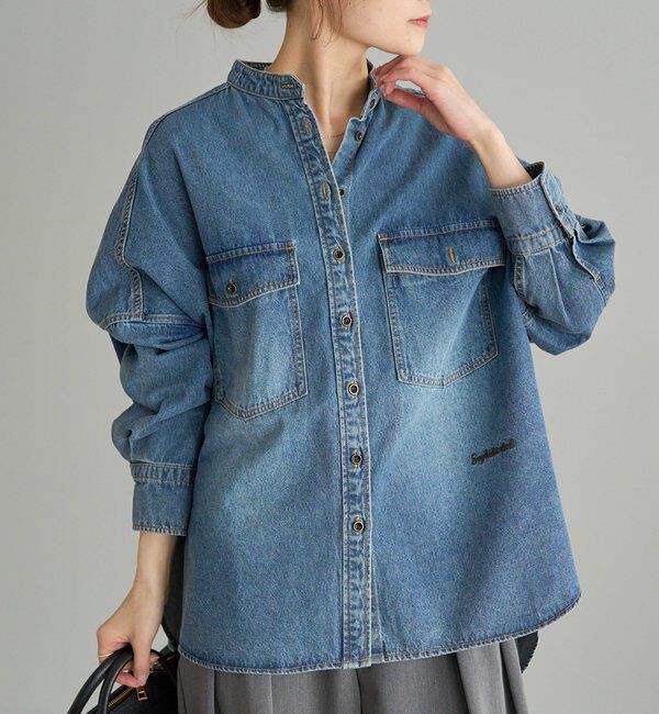 「【累計1万枚突破！名品】ヴィンテージライクデニムバンドカラーシャツ」|シャツ・ブラウス|