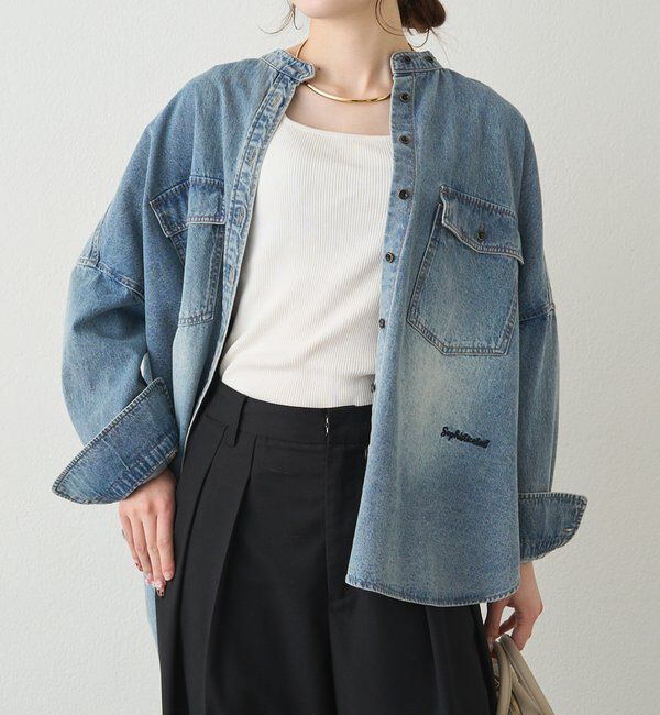 「【累計1万枚突破！名品】ヴィンテージライクデニムバンドカラーシャツ」|シャツ・ブラウス|