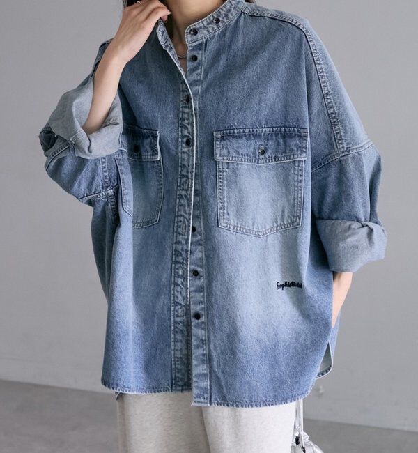  「【累計1万枚突破！名品】ヴィンテージライクデニムバンドカラーシャツ」|シャツ・ブラウス|