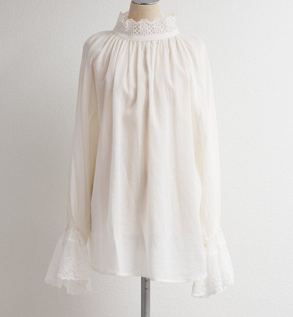  「襟袖レースプチハイネックブラウス」|プルオーバー|