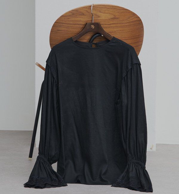  「フレアレースカフスブラウス」|シャツ・ブラウス|ブラック