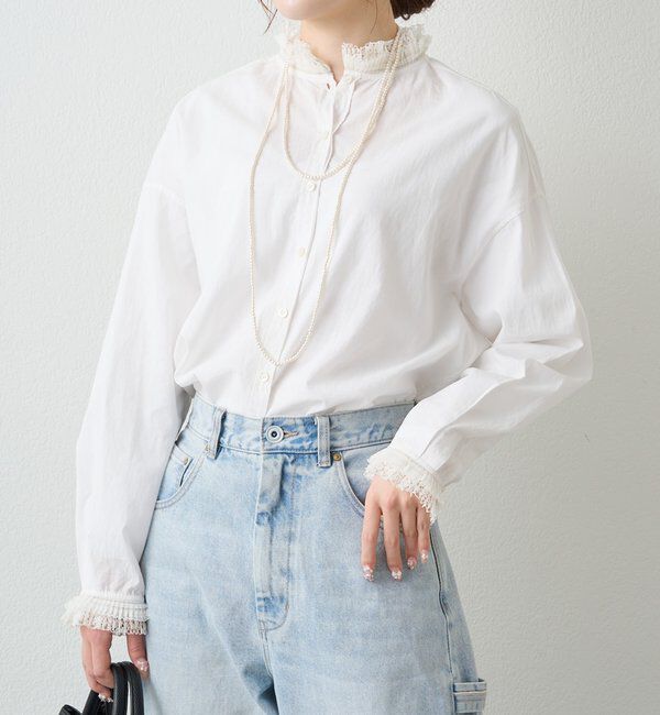  「襟袖プリーツレースブラウス」|シャツ・ブラウス|