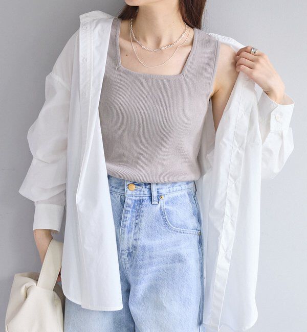  「【リバイバル/Du noir】リネンタッチスクエアタンク」|ニット・セーター|