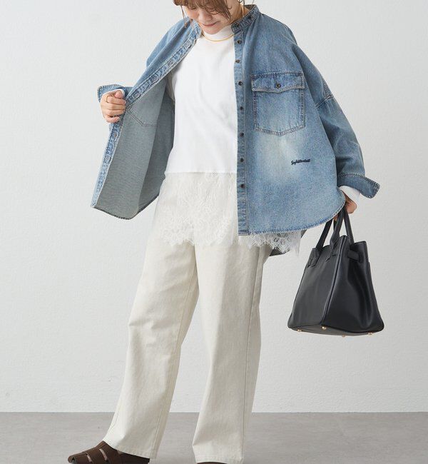  「レースヘムシアーワッフルカットソー」|プルオーバー|