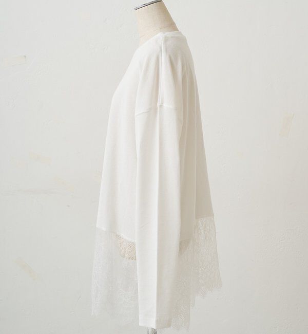  「レースヘムシアーワッフルカットソー」|プルオーバー|