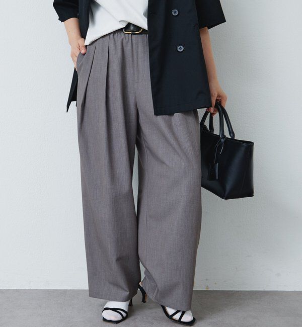  「【リニューアル】ツータックウエストゴムストレッチパンツ」|スラックス|