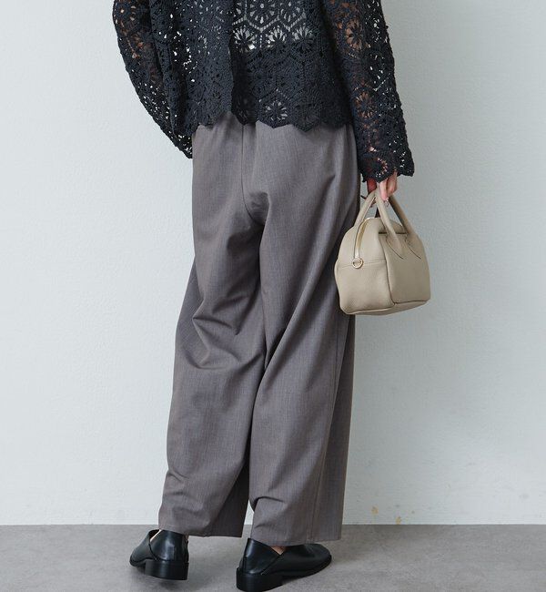  「【リニューアル】ツータックウエストゴムストレッチパンツ」|スラックス|