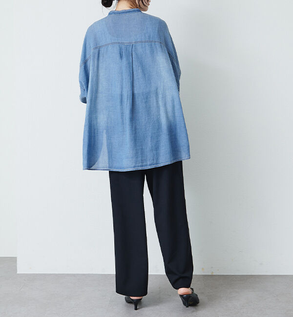  「【リニューアル】ツータックウエストゴムストレッチパンツ」|スラックス|