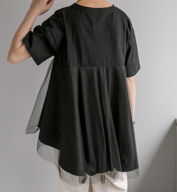 「《リバイバル》【WEB限定/Du noir】チュールドッキングTシャツ」|シャツ・ブラウス|