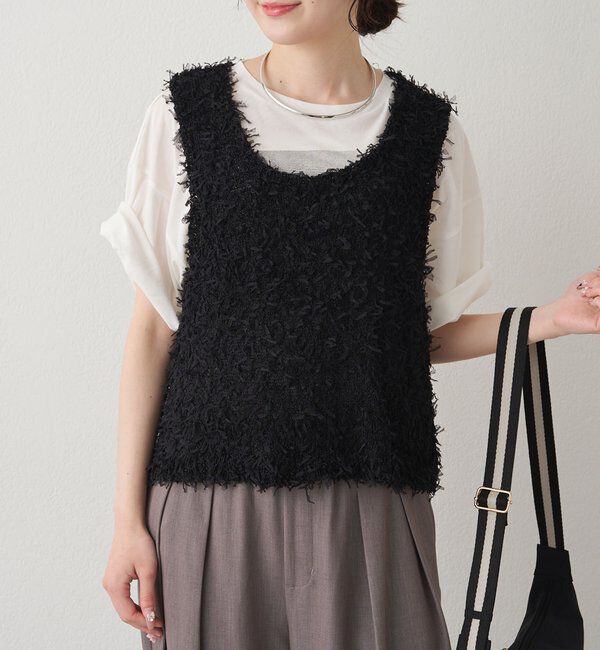  「リボンヤーンビスチェ」|ニット・セーター|ブラック