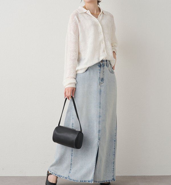  「透かし編み花柄ジャガード襟付カーディガン」|ニット・セーター|