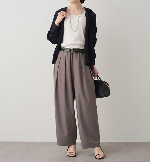  「透かし編み花柄ジャガード襟付カーディガン」|ニット・セーター|