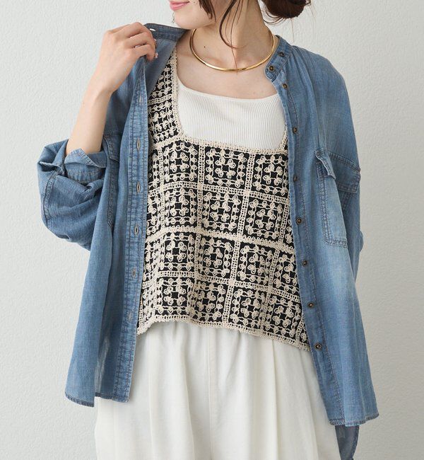  「【リバイバル/新色追加】クロシェ編み風ビスチェ」|ニット・セーター|