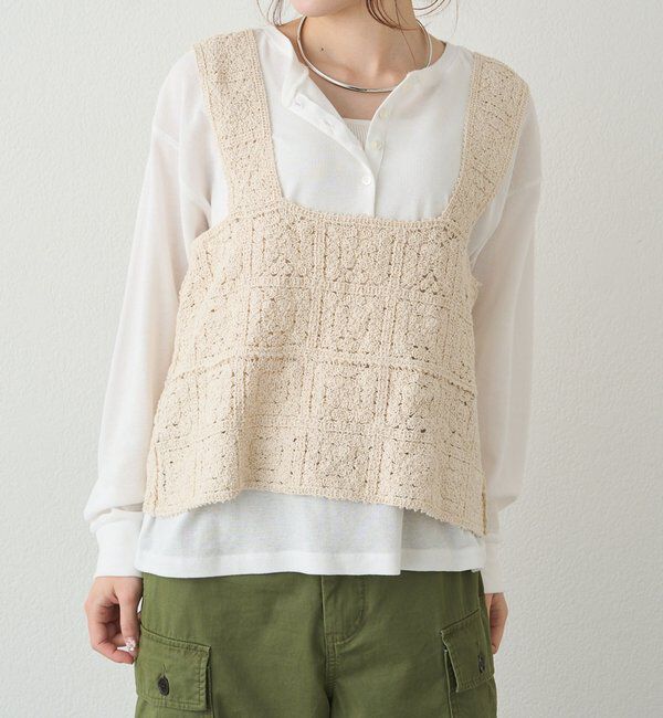  「【リバイバル/新色追加】クロシェ編み風ビスチェ」|ニット・セーター|