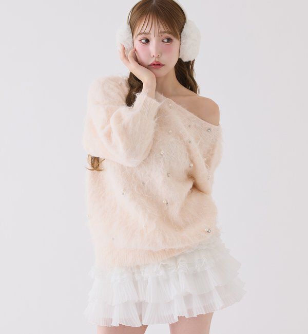  「ビジューシャギーニット」|ニット・セーター|