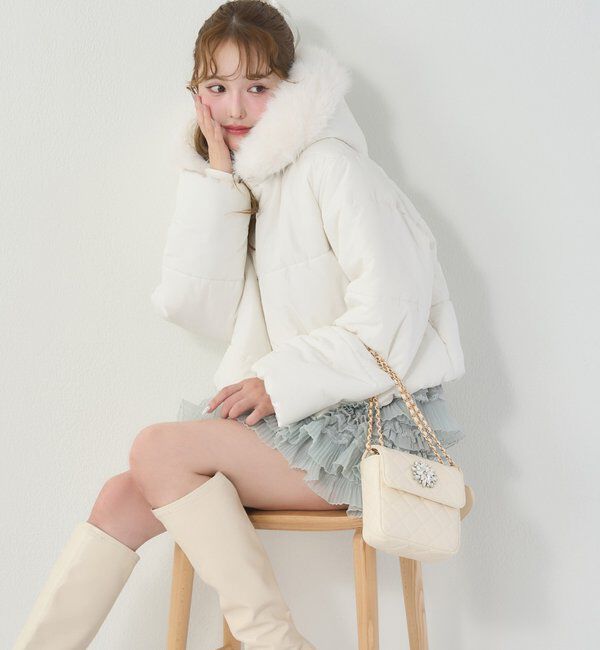  「ファー付きショートフェイクダウン」|ダウンベスト・ベスト|