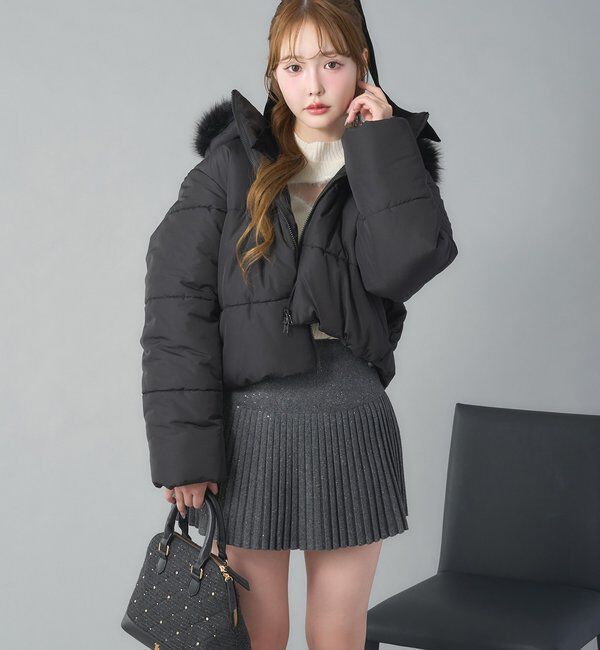  「ファー付きショートフェイクダウン」|ダウンベスト・ベスト|