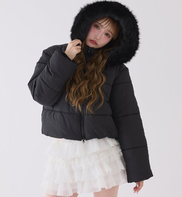  「ファー付きショートフェイクダウン」|ダウンベスト・ベスト|