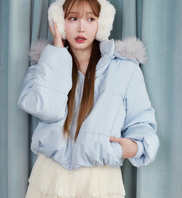  「ファー付きショートフェイクダウン」|ダウンベスト・ベスト|