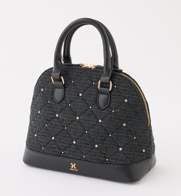  「ビジュースタッズハンドバッグ」|ショルダー・メッセンジャー|ブラック