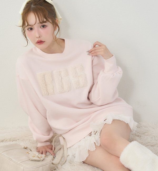  「ロゴファースエット」|プルオーバー|ピンク