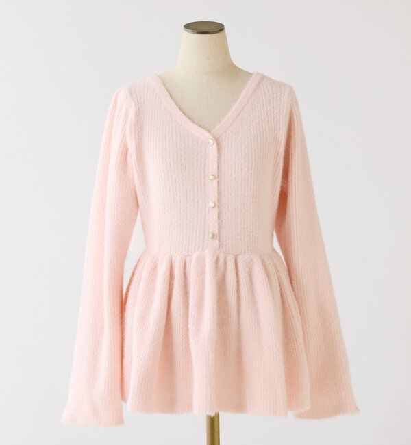  「バックリボンフェザーペプラムニット」|ニット・セーター|