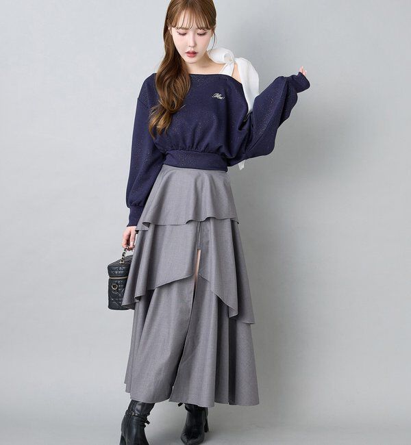  「スリットティアードロングスカート／後ろレースアップ」|スカート|