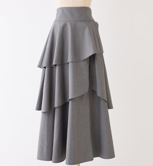  「スリットティアードロングスカート／後ろレースアップ」|スカート|