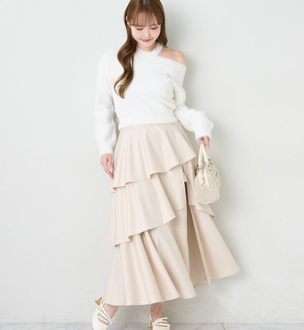  「スリットティアードロングスカート／後ろレースアップ」|スカート|
