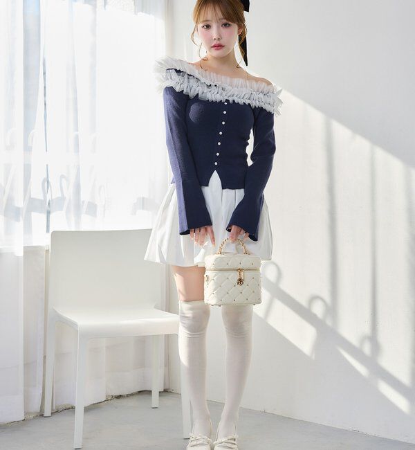  「チュールフリルオフショルニット」|ニット・セーター|
