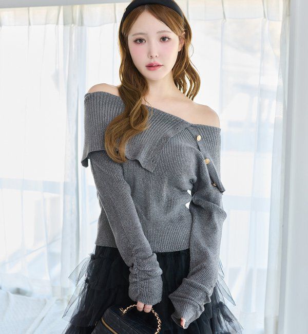  「オフショルラメニット」|ニット・セーター|