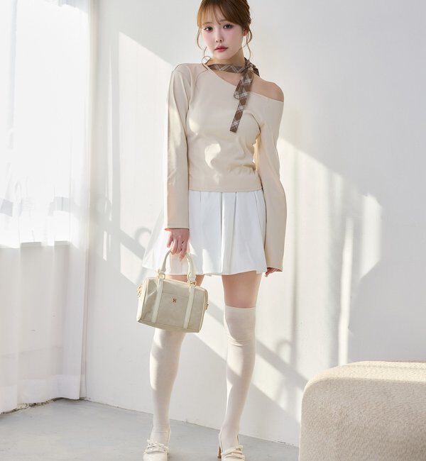  「リボンタイ／ワンショルカットトップス」|プルオーバー|