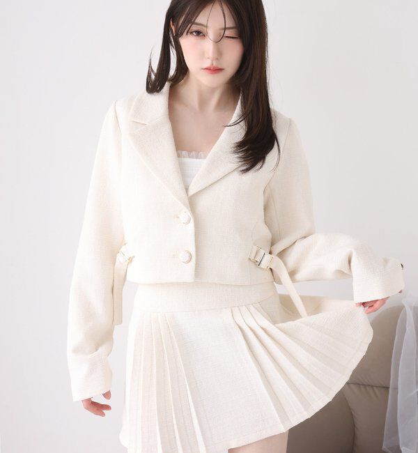  「【SMサイズ展開あり】ツイードプリーツミニスカート」|スカート|