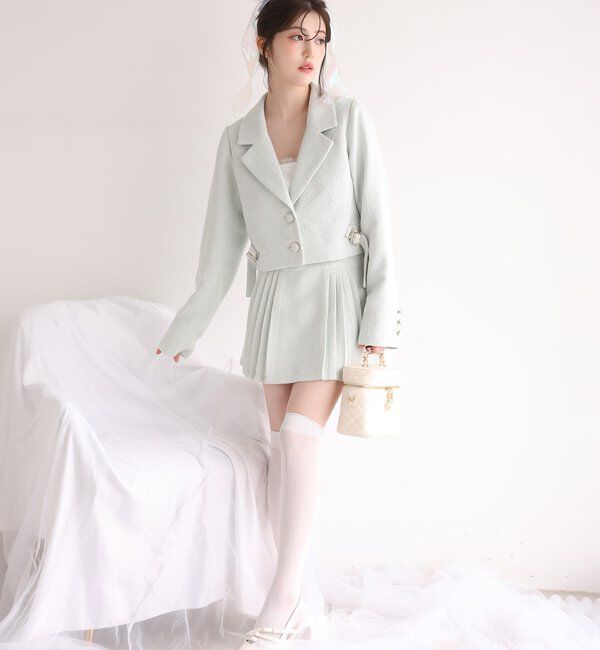  「【SMサイズ展開あり】ツイードプリーツミニスカート」|スカート|