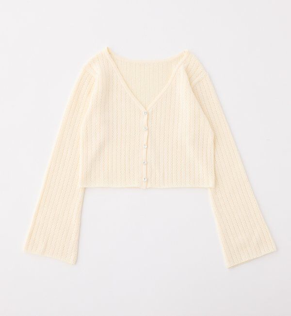  「キラキラボタンアイレットカーデ」|ニット・セーター|