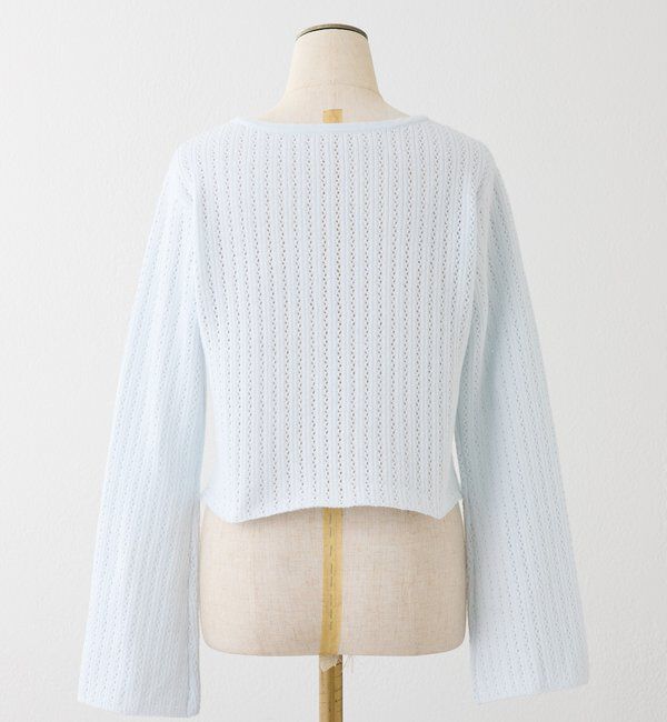  「キラキラボタンアイレットカーデ」|ニット・セーター|