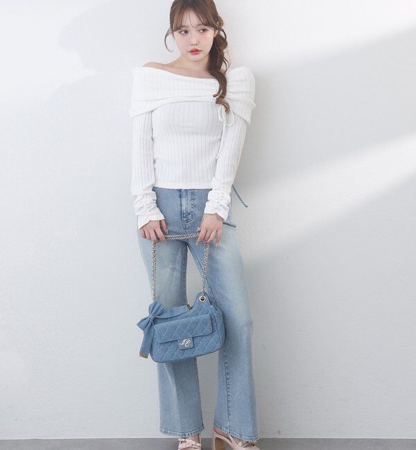 「ドロストリボンオフショルトップス」|プルオーバー|
