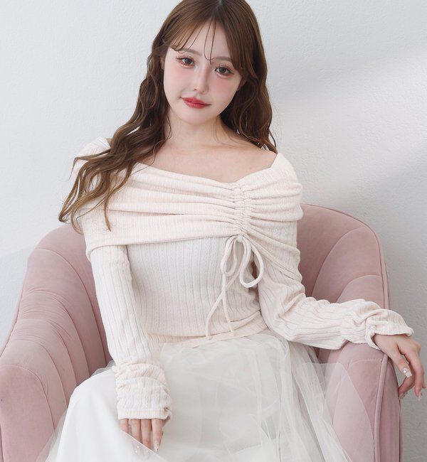  「ドロストリボンオフショルトップス」|プルオーバー|