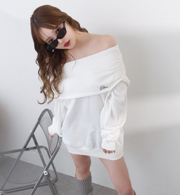  「オフショルパーカーワンピ」|ワンピース|