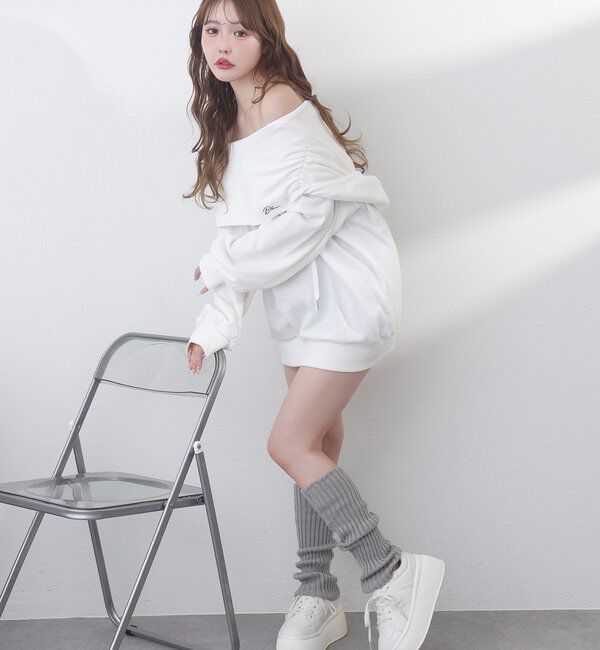  「オフショルパーカーワンピ」|ワンピース|