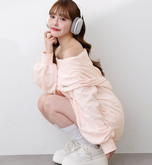  「オフショルパーカーワンピ」|ワンピース|