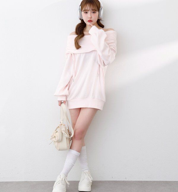  「オフショルパーカーワンピ」|ワンピース|